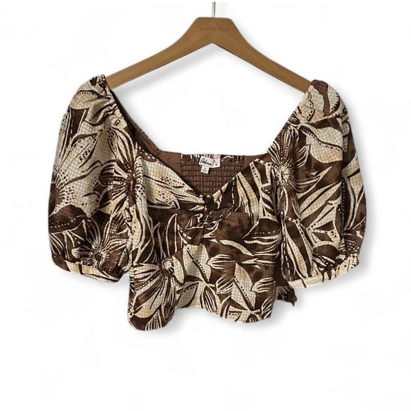 Sam Edelman Brown Floral Cap Sleeve Tank Top Size Small Boho Sleeveless Blouse - Picture 1 of 3